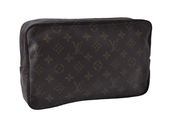 Auth Louis Vuitton Monogram Trousse Toilette 28 Clutch Hand Bag M47522 LV 8211D