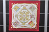 Authentic HERMES Carre 90 Scarf "LES TAMBOURS" Silk Red 8212C