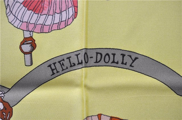 Authentic HERMES Carre 90 Scarf "HELLO DOLLY" Silk Yellow 8214C