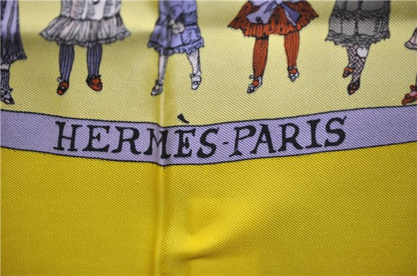 Authentic HERMES Carre 90 Scarf "HELLO DOLLY" Silk Yellow 8214C