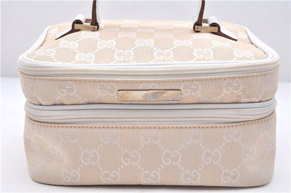 Authentic GUCCI Vintage Vanity Hand Bag Canvas Leather 0391093 Beige White 8221E