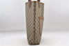 Authentic GUCCI Web Sherry Line Shoulder Tote Bag GG PVC Leather Brown 8229D