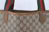 Authentic GUCCI Web Sherry Line Shoulder Tote Bag GG PVC Leather Brown 8229D