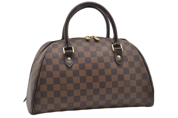 Authentic Louis Vuitton Damier Ribera MM Hand Boston Bag Purse N41434 LV 8239F