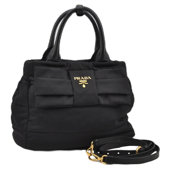 Authentic PRADA Nylon Tessuto Leather 2Way Shoulder Hand Bag Black 8240F