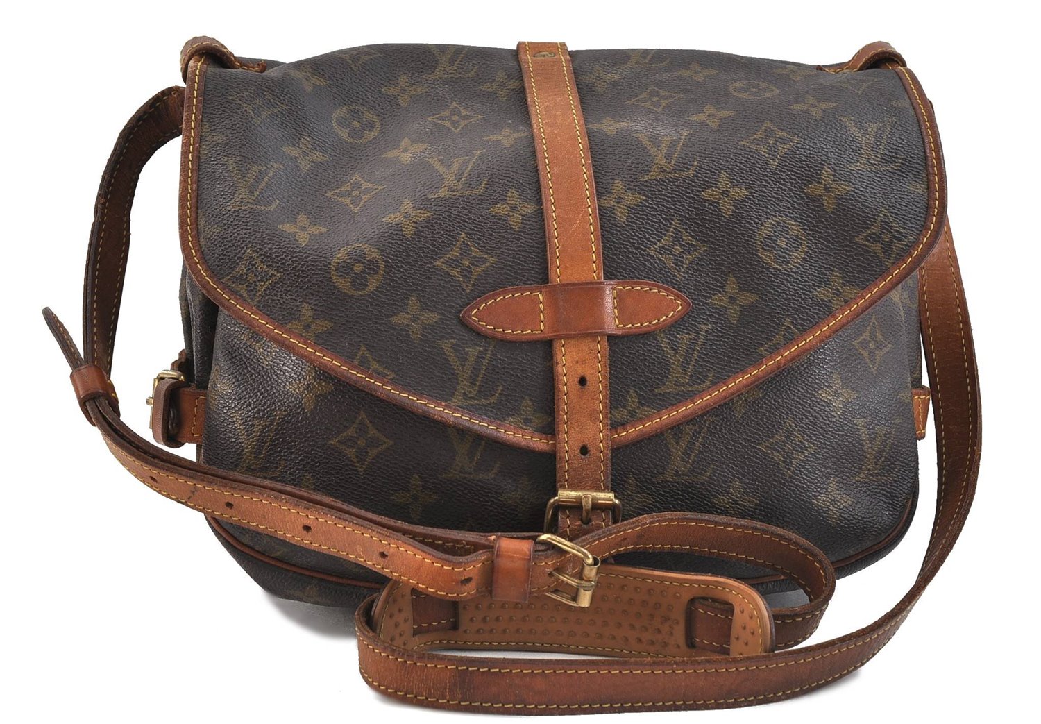 Auth LOUIS VUITTON Monogram Saumur 30 Shoulder Cross Body Bag M42256 LV 8248C