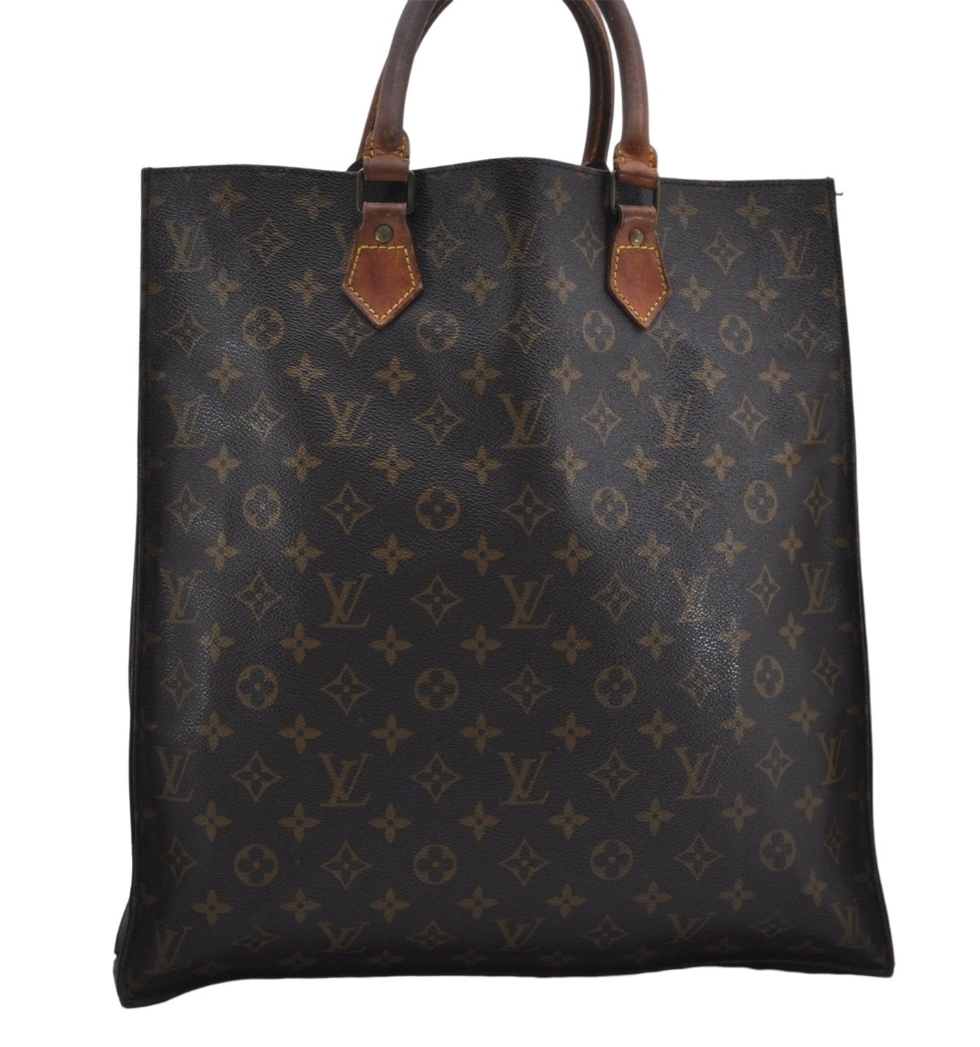 Authentic Louis Vuitton Monogram Sac Plat Hand Bag M51140 LV 8248D