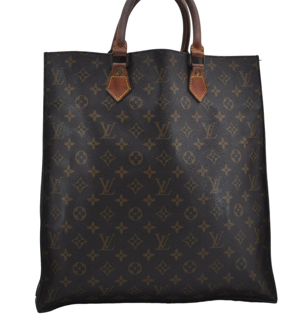 Authentic Louis Vuitton Monogram Sac Plat Hand Bag M51140 LV 8248D
