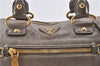 Authentic PRADA Vintage Leather Nappa 2Way Shoulder Hand Tote Bag Gray 8249F