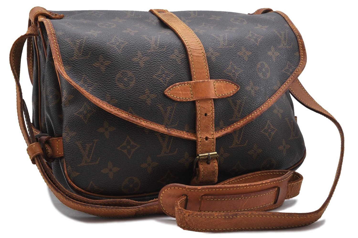 Auth LOUIS VUITTON Monogram Saumur 30 Shoulder Cross Body Bag M42256 LV 8250C