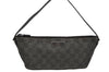 Authentic GUCCI Hand Bag Pouch Purse GG Canvas Leather 07198 Black 8250F