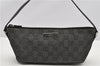 Authentic GUCCI Hand Bag Pouch Purse GG Canvas Leather 07198 Black 8250F