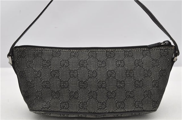 Authentic GUCCI Hand Bag Pouch Purse GG Canvas Leather 07198 Black 8250F