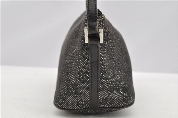Authentic GUCCI Hand Bag Pouch Purse GG Canvas Leather 07198 Black 8250F