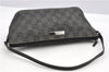 Authentic GUCCI Hand Bag Pouch Purse GG Canvas Leather 07198 Black 8250F