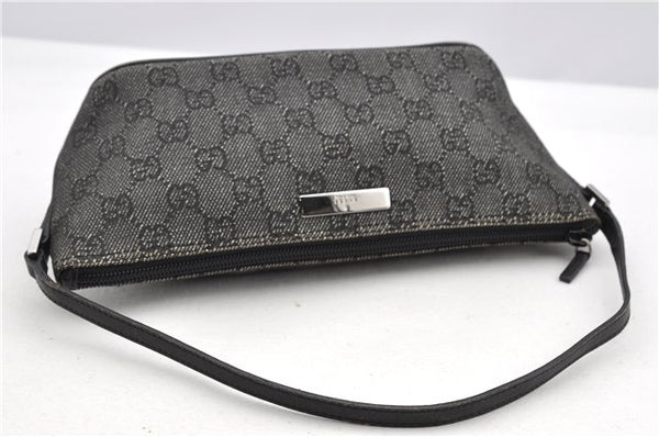 Authentic GUCCI Hand Bag Pouch Purse GG Canvas Leather 07198 Black 8250F