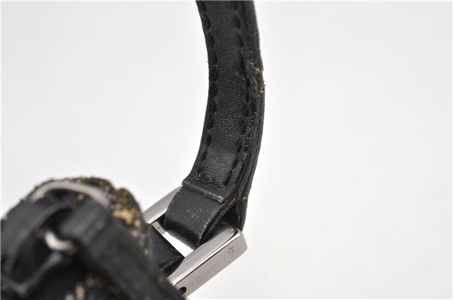 Authentic GUCCI Hand Bag Pouch Purse GG Canvas Leather 07198 Black 8250F