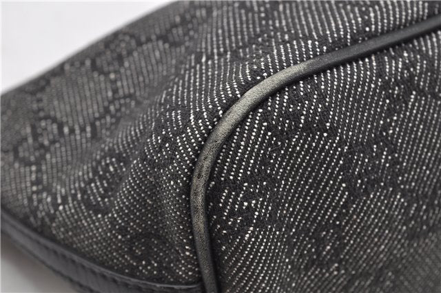 Authentic GUCCI Hand Bag Pouch Purse GG Canvas Leather 07198 Black 8250F