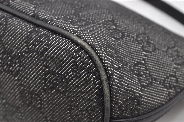 Authentic GUCCI Hand Bag Pouch Purse GG Canvas Leather 07198 Black 8250F