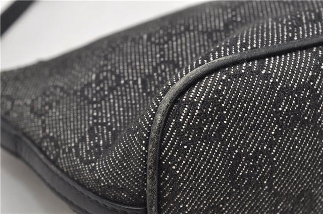 Authentic GUCCI Hand Bag Pouch Purse GG Canvas Leather 07198 Black 8250F