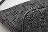Authentic GUCCI Hand Bag Pouch Purse GG Canvas Leather 07198 Black 8250F