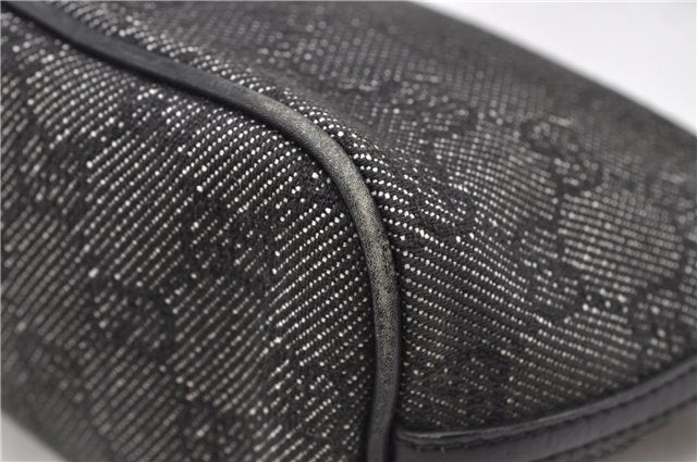 Authentic GUCCI Hand Bag Pouch Purse GG Canvas Leather 07198 Black 8250F