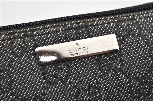 Authentic GUCCI Hand Bag Pouch Purse GG Canvas Leather 07198 Black 8250F