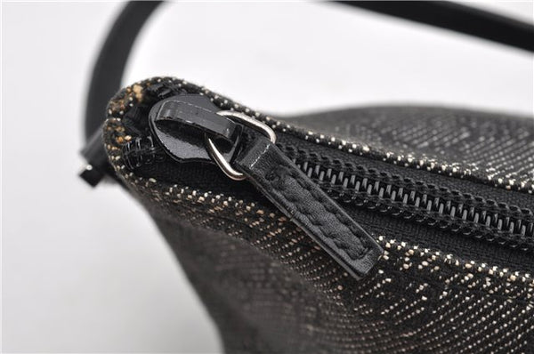 Authentic GUCCI Hand Bag Pouch Purse GG Canvas Leather 07198 Black 8250F