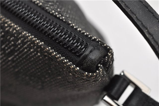 Authentic GUCCI Hand Bag Pouch Purse GG Canvas Leather 07198 Black 8250F