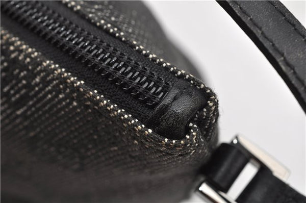 Authentic GUCCI Hand Bag Pouch Purse GG Canvas Leather 07198 Black 8250F