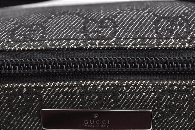 Authentic GUCCI Hand Bag Pouch Purse GG Canvas Leather 07198 Black 8250F