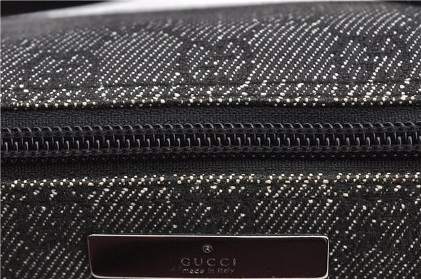 Authentic GUCCI Hand Bag Pouch Purse GG Canvas Leather 07198 Black 8250F