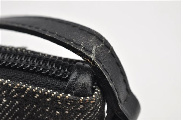 Authentic GUCCI Hand Bag Pouch Purse GG Canvas Leather 07198 Black 8250F