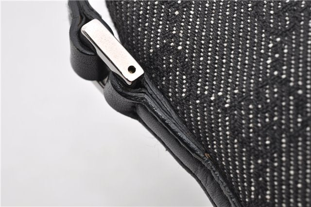 Authentic GUCCI Hand Bag Pouch Purse GG Canvas Leather 07198 Black 8250F