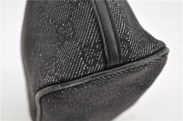 Authentic GUCCI Hand Bag Pouch Purse GG Canvas Leather 07198 Black 8250F