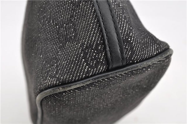 Authentic GUCCI Hand Bag Pouch Purse GG Canvas Leather 07198 Black 8250F
