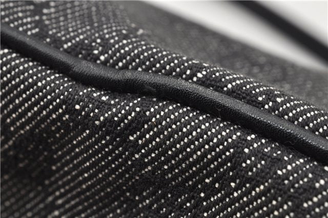 Authentic GUCCI Hand Bag Pouch Purse GG Canvas Leather 07198 Black 8250F