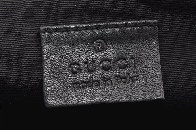 Authentic GUCCI Hand Bag Pouch Purse GG Canvas Leather 07198 Black 8250F
