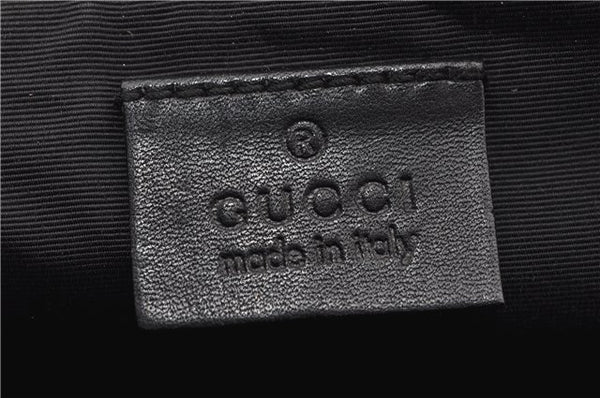 Authentic GUCCI Hand Bag Pouch Purse GG Canvas Leather 07198 Black 8250F