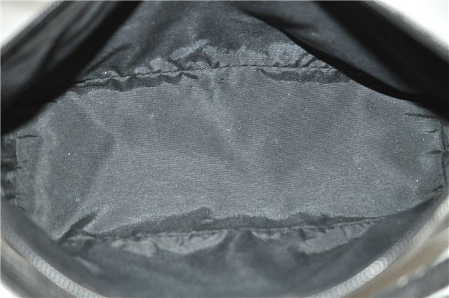 Authentic GUCCI Hand Bag Pouch Purse GG Canvas Leather 07198 Black 8250F