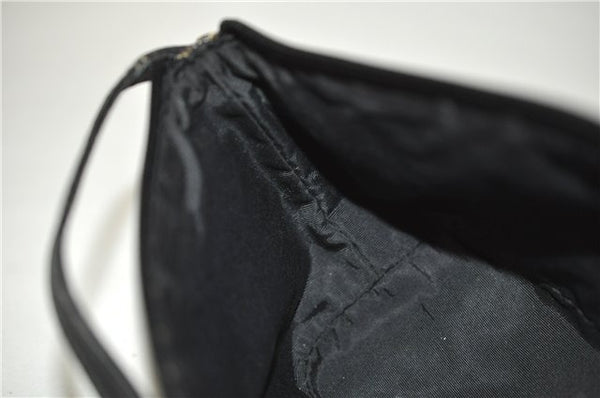 Authentic GUCCI Hand Bag Pouch Purse GG Canvas Leather 07198 Black 8250F