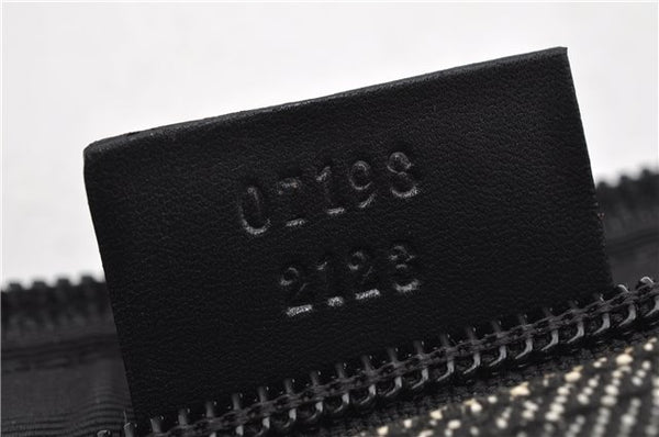 Authentic GUCCI Hand Bag Pouch Purse GG Canvas Leather 07198 Black 8250F