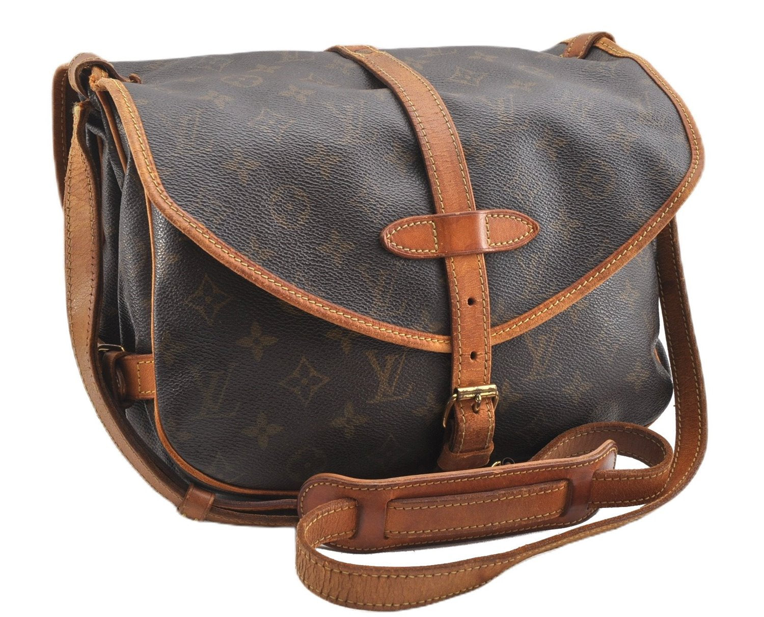 Authentic Louis Vuitton Monogram Saumur 30 Shoulder Cross Bag M42256 LV 8261F