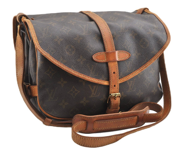 Authentic Louis Vuitton Monogram Saumur 30 Shoulder Cross Bag M42256 LV 8261F