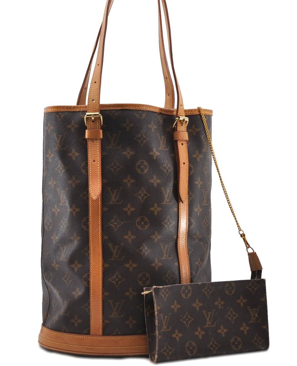 Authentic LOUIS VUITTON Monogram Bucket GM Shoulder Bag M42236 LV Junk 8262C