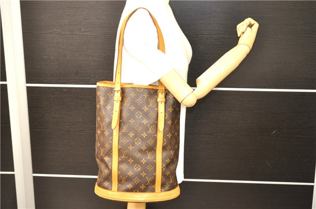 Authentic LOUIS VUITTON Monogram Bucket GM Shoulder Bag M42236 LV Junk 8262C