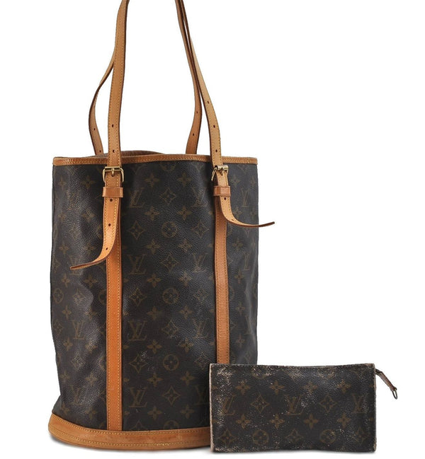 Authentic LOUIS VUITTON Monogram Bucket GM Shoulder Bag M42236 LV Junk 8263C