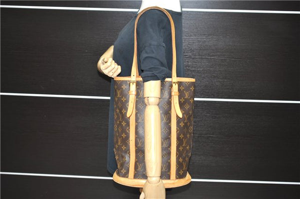 Authentic LOUIS VUITTON Monogram Bucket GM Shoulder Bag M42236 LV Junk 8264C