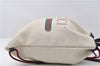 Authentic GUCCI Web Sherry Line Coco Capitan Backpack Leather 516639 White 8265E