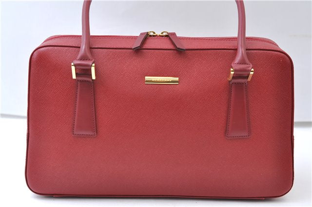 Authentic BURBERRY Vintage Leather Shoulder Hand Bag Purse Red 8272E